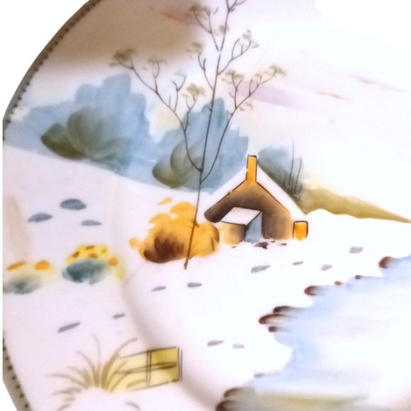 Vintage Hand Painted Winter Scene Decorative Plate - Picture 2 of 7